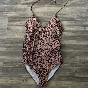Leopard maternity one piece